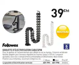 Hyperburo FELLOWES Goulotte d'électrification cablespin offre