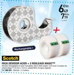 Hyperburo SCOTCH Pack devidoir acier + 2 rouleaux magic™ offre