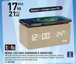 Hyperburo Réveil led avec chargeur à induction offre