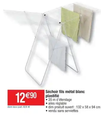 Cora x Carrefour Séchoir fils métal blanc offre