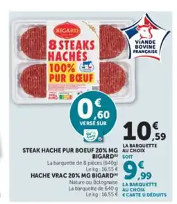 U Express BIGARD Steak hache pur boeuf 20% mg offre