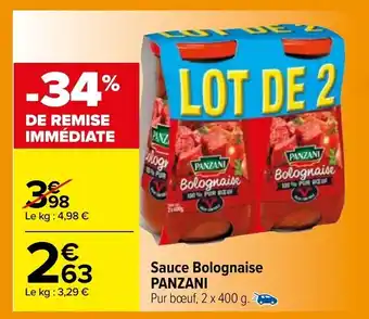 Carrefour Sauce bolognaise PANZANI offre