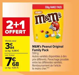 Carrefour M&M's peanut original family pack offre