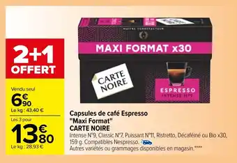 Carrefour Capsules de café espresso offre