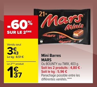 Carrefour Mini barres MARS offre