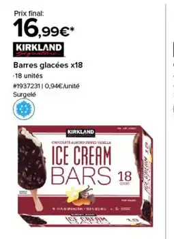 Costco KIRKLAND Barres glacées x18 offre