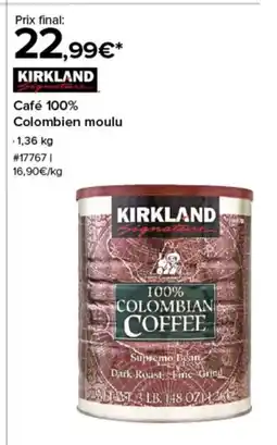 Costco KIRKLAND Café 100% Colombien moulu offre