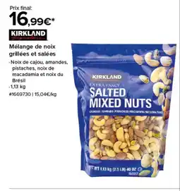 Costco KIRKLAND Mélange de noix grillées et salées offre