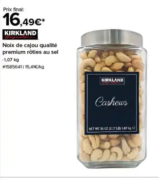 Costco KIRKLAND Noix de cajou qualité premium rôties au sel offre