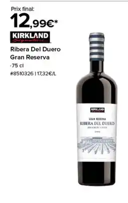 Costco KIRKLAND Ribera del Duero Gran Reserva offre