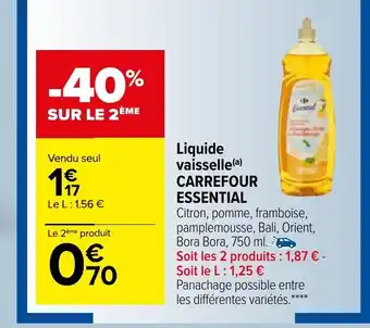 Carrefour Liquide vaisselle CARREFOUR ESSENTIAL offre