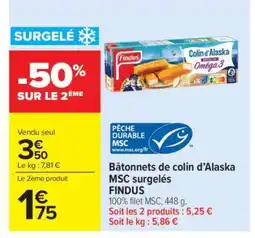 Carrefour Market Bâtonnets de colin d’Alaska MSC surgelés offre