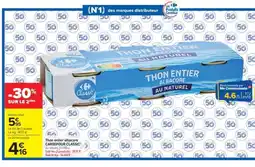 Carrefour Market Thon entier Albacore CARREFOUR CLASSIC' offre