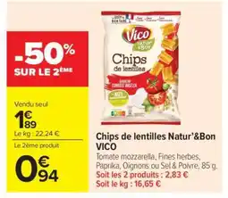 Carrefour Market Chips De Lentilles Natur' & Bon Vico offre