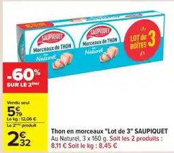 Carrefour Thon en morceaux Lot de 3 SAUPIQUET offre