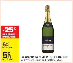 Carrefour Crémant De Loire SECRETS DE CHAI offre