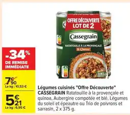 Carrefour Légumes cuisinés Offre Découverte CASSEGRAIN offre