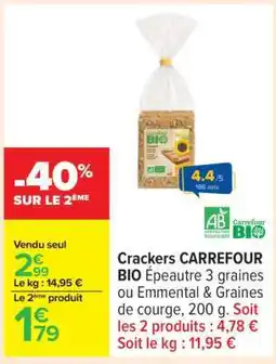 Carrefour Crackers CARREFOUR BIO offre
