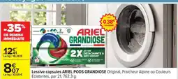 Carrefour Lessive capsules ARIEL PODS GRANDIOSE offre