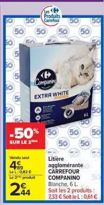 Carrefour Litière agglomérante CARREFOUR COMPANINO offre