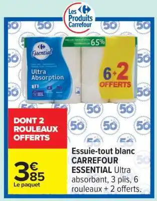 Carrefour Essuie-tout blanc CARREFOUR ESSENTIAL offre
