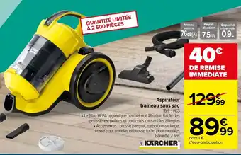 Carrefour Aspirateur traineau sans sac offre