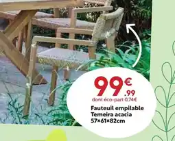 Maxi Bazar Fauteuil empilable Temeira acacia offre