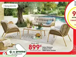 Maxi Bazar HESPÉRIDE Salon Meloane 5 places acier offre