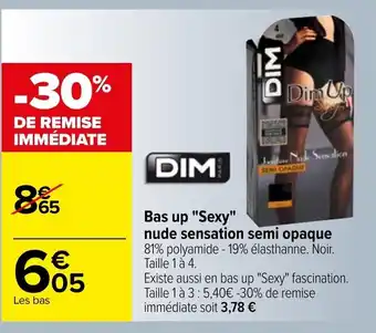 Carrefour Bas up "Sexy" nude sensation semi paque offre