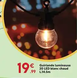 Maxi Bazar Guirlande lumineuse 20 LED blanc chaud offre