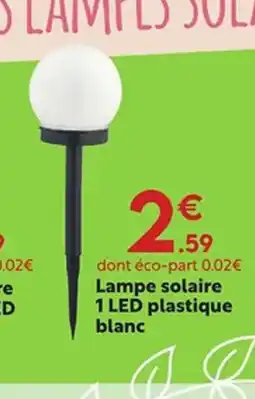 Maxi Bazar Lampe solaire 1 LED plastique blanc offre