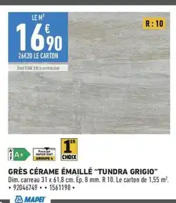 Brico Cash Grès cérame émaillé tundra grigio offre