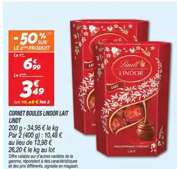 Netto Lindt cornet boules lindor lait offre
