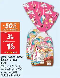 Netto Abtey sachet 16 œufs licorne à cacher choviva offre