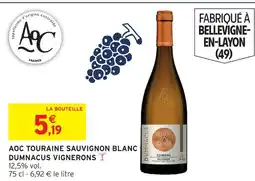 Intermarché Dumnacus vignerons aoc touraine sauvignon blanc offre