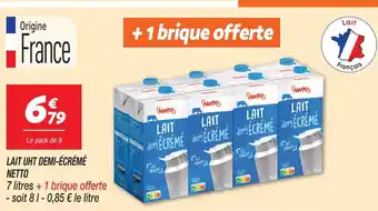 Netto Netto lait uht demi-écrémé offre
