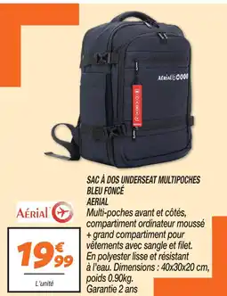 Netto Aérial sac à dos underseat multipoches bleu foncé offre