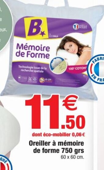 Bazarland Oreiller à mémoire de forme 750 grs offre
