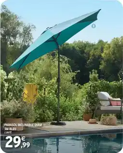 Intermarché Contact 3m - parasol inclinable diam 3m bleu offre
