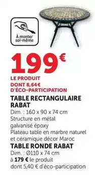 Hyper U Table ronde rabat offre