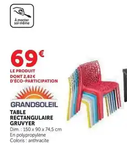 Hyper U Grandsoleil - table rectangulaire gruyyer offre