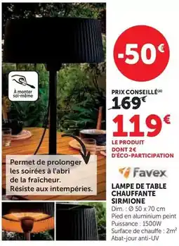 Hyper U Favex - lampe de table chauffante sirmoine offre