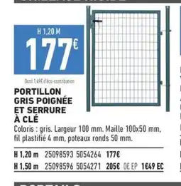 Brico Cash Portillon gris poignée et serrure à clé offre