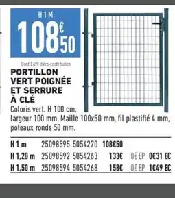 Brico Cash Portillon vert poignée et serrure à clé offre