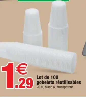 Bazarland Lot de 100 gobelets réutilisables offre