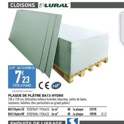 Brico Cash Plaque de plâtre ba13 hydro offre