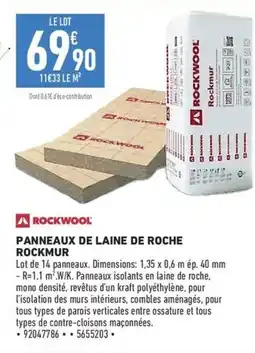 Brico Cash ROCKWOOL Panneaux de laine de roche rockmur offre