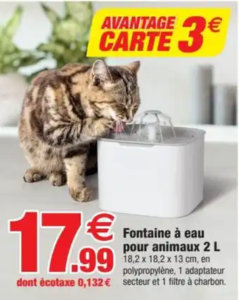 Bazarland Fontaine à eau pour animaux 2L offre