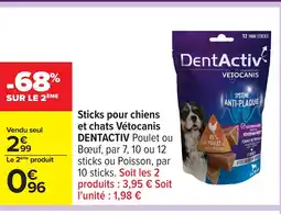 Carrefour DENTACTIV Sticks pour chiens et chats Vétocanis offre