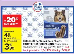 Carrefour CARREFOUR COMPANINO Bâtonnets dentaires pour chiens offre